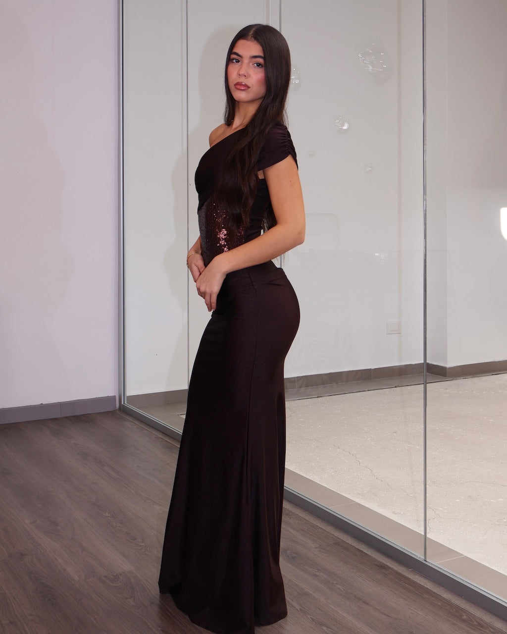 DRESS PANTHOM MARRONE